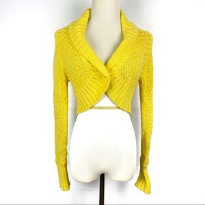 WetSeal Yellow Cropped Knit Shrug Cardigan